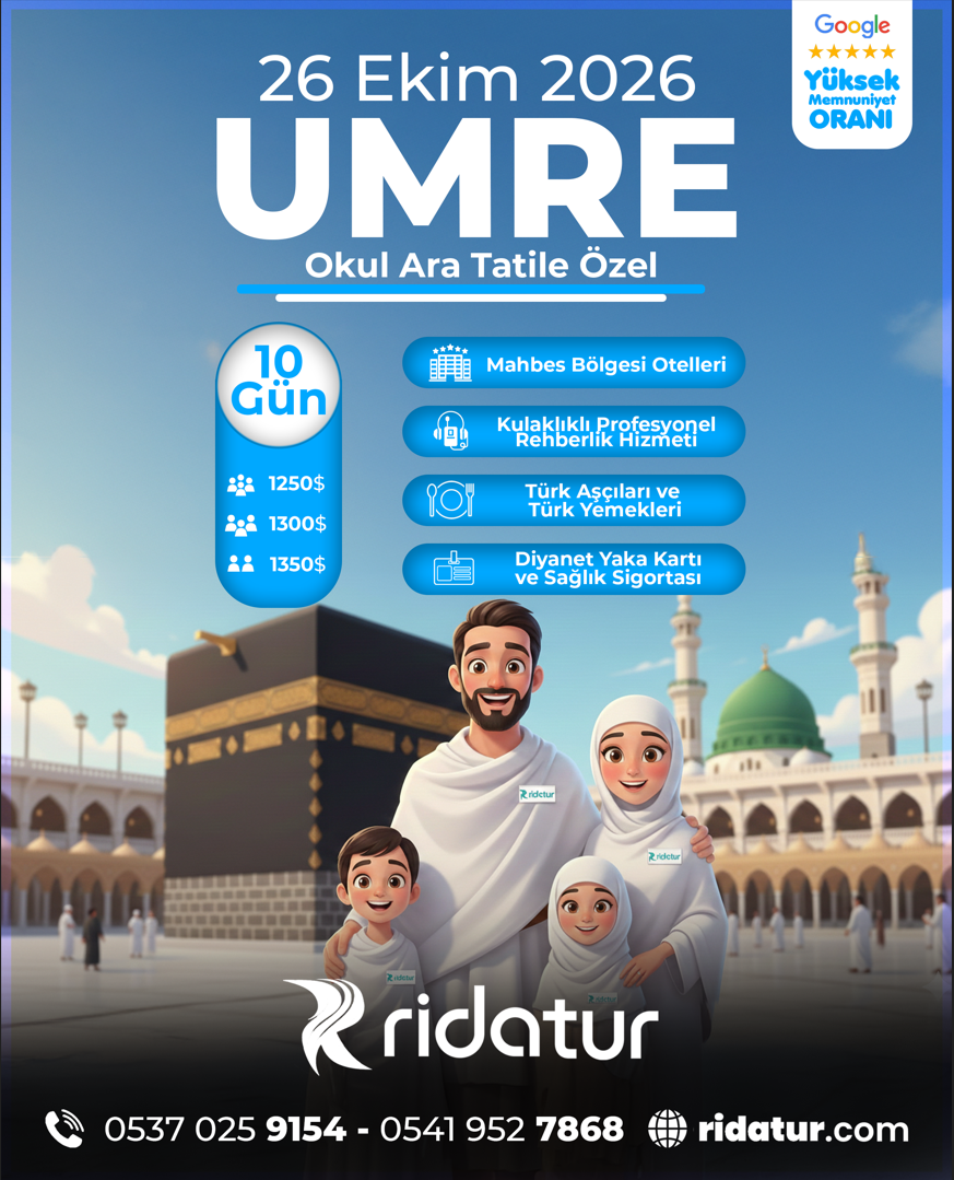 26 Ekim Okul Ara Tatil Özel Umre 